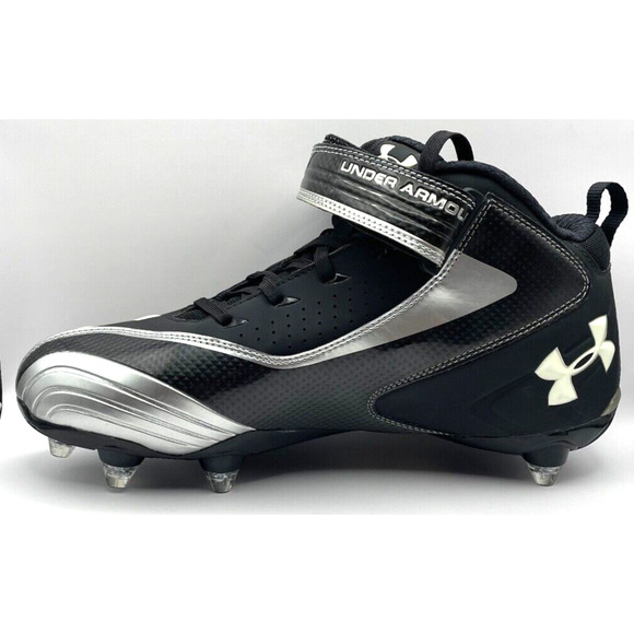 Under Armour Fierce III Football Cleats Mid D Size 12 Black Silver 1215496-001 main image 9